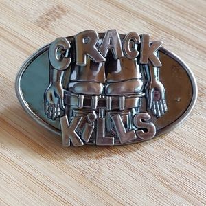 Crack Kills Ass Butt Joke Funny Bar Humor Belt Buckle